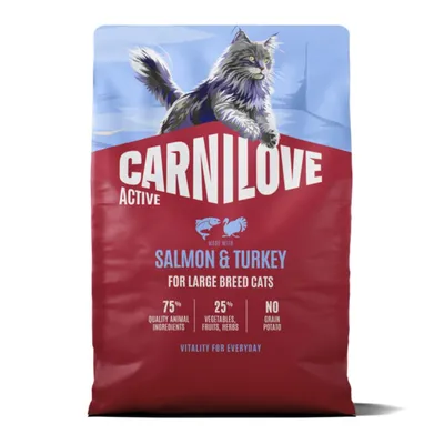 Carnilove Active Active Large Breed, Somon și Curcan, hrană uscată fără cereale pisici, 2kg