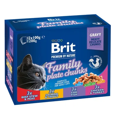 Brit Premium Cat 12 x 100 g Family Plate