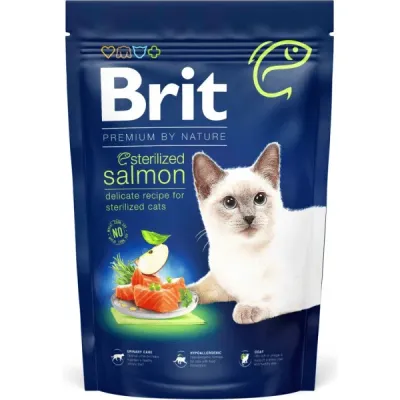 Brit Premium hrană pentru pisici, Sterilised cu Somon 300 g