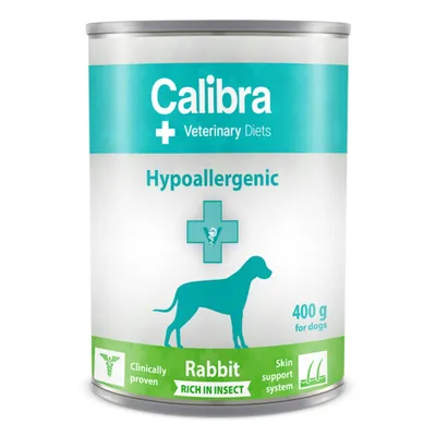 Calibra Veterinary Diets Hypoallergenic, Xs-Xl, Iepure și Insecte, dietă veterinară, conservă hrană umedă câini, alergii, (pate), 400g