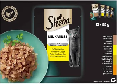 Sheba Pachet plicuri pentru pisici, Rața, Pui, Pasare, Curcan 12x85g