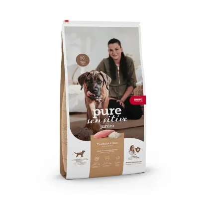 Mera Pure Sensitive Junior, Xs-Xl, Curcan și Orez, hrană uscată câini junior, alergii, 4kg