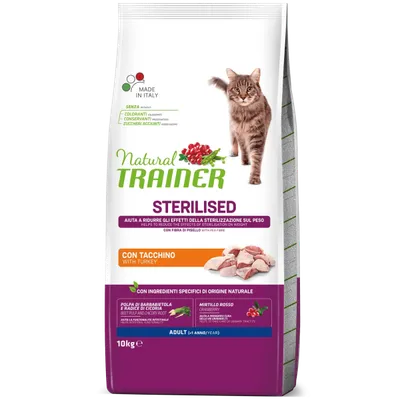 Hrană Uscată Pisică Adult, Natural Trainer, Sterilizat, Curcan, 1.5kg
