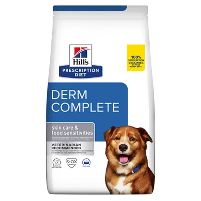 Hill's Prescription Diet Derm Complete, dietă veterinară câini, hrană uscată, piele & blana, 1.5kg
