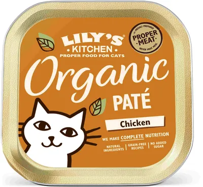 Lily's Kitchen Organic Pat pentru pisici, cu Pui, fără cereale 85g