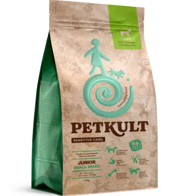Petkult Sensitive Junior small, talie mică, Miel și orez 1 kg