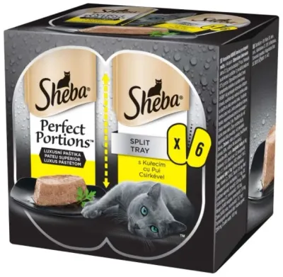 Sheba Perfect Portions Tavița pateu superior cu Pui 225g (3x2x37,5g)