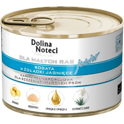 Dolina Noteci Hrană umedă pentru câini Mini Junior Burta de miel, 185g