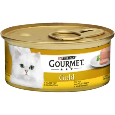 Purina Gourmet Gold Mousse, Pui, conservă hrană umedă pisici, (pate), 85g
