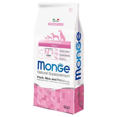 Monge Superpremium All Breeds Adult Porc, orez și cartofi 12 kg