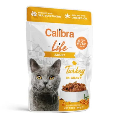 Calibra Life, Curcan, plic hrană umedă fără cereale pisici, (în sos), 85g