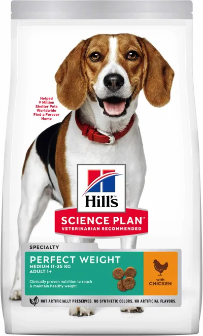 HILL's Canine Adult Talie Medie Perfect Weight, cu Pui 2 kg