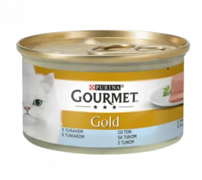 Purina Gourmet Gold Mousse, Ton, conservă hrană umedă pisici, (pate), 85g