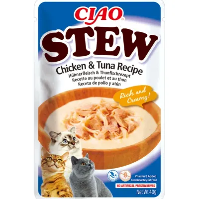 Inaba Ciao Plic hrană umedă pentru pisici, Tocăniță cu Pui și Ton 40g