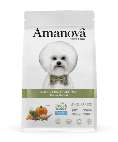 Hrană Uscată Câine Adult, Amanova Digestive, Hipoalergenic, Talie Mică, Iepure, 2kg