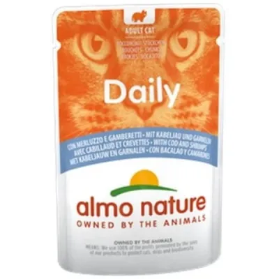 Almo Nature Daily Plic pentru pisici, cu cod și creveți 70g
