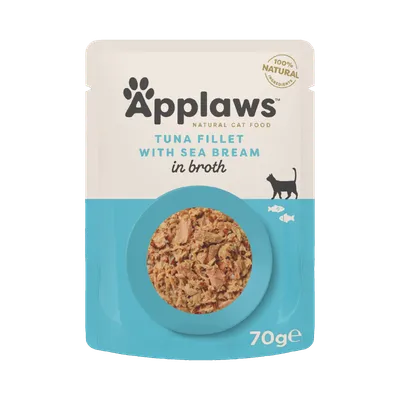 Applaws File, Ton și Doradă, plic hrană umedă pisici, (în supă), 70g
