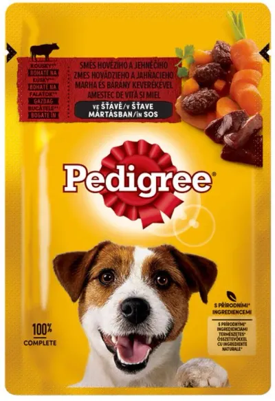 Pedigree Plic hrană umedă pt câini Adult, cu Vită și Miel în sos 100g