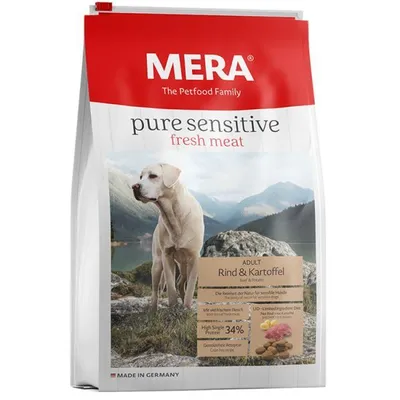 Hrană Uscată Câine Adult, Mera Pure, Sensitive, Vită și Cartofi, 4kg