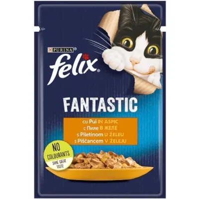 Felix Fantastic Plic hrană umedă pentru pisici, cu Pui 85g
